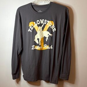 Yellowstone Dutton Ranch Long-Sleeve Graphic Tee - Charcoal with Yellow